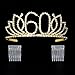 DcZeRong Queen 60 Birthday Tiara Women 60th Birthday Crown Gold Rhinestone Crystal Diamond Crown