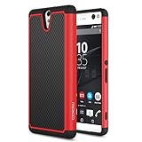Sony Xperia C5 Ultra Case, MoKo [Shock Absorption] Slim Dual Layer Protective Case with Soft Silicone Bumper and Rigid PC Back Cover for Sony Xperia C5 Ultra 6.0 Inch (2015) - Red