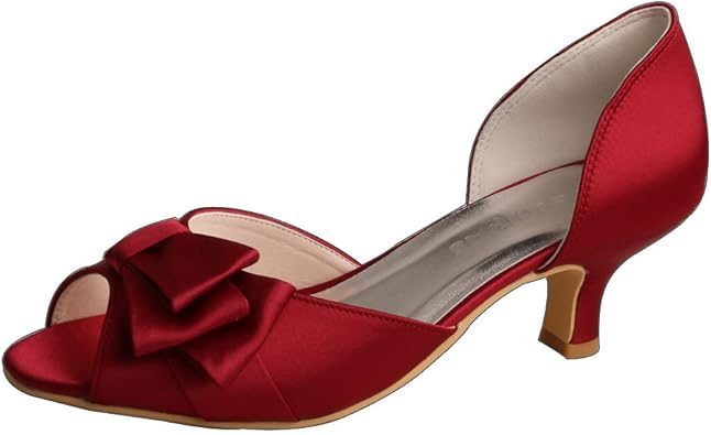 Amazon Com Wedopus Mw556 Women Open Toe Low Heels Bow Prom Satin