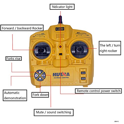 Ailejia 8 Channel RC Forklift Truck Vehicle HuiNa Remote 2.4Ghz 1/10 Alloy Forklift Toys LED Light Engineering Car for Kids - Thumbnail 2