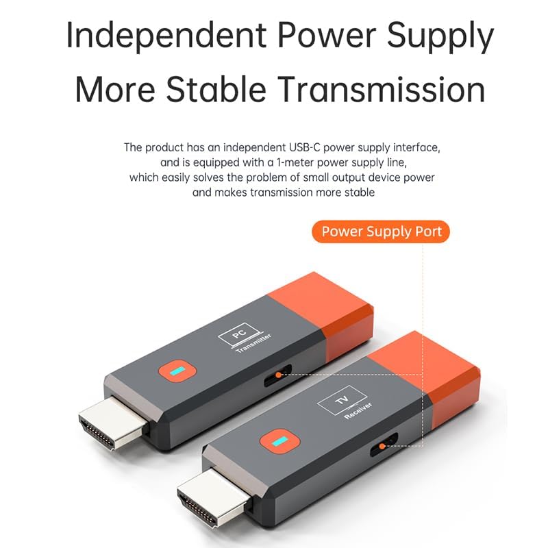 Wireless HDMI Transmitter and Receiver, 328FT/100M 2.4G/5G Wireless HDMI Extender, 4K Decode 1080P Output, for Streaming Video and Audio from Laptop/PC/TV Box/Projector/PS4/PS5 to Monitor/TV.