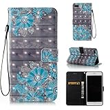 iPhone 7 Plus Case,iPhone 8 Plus Case,Flexible Detachable Wallet Scratch Resistant Protective Cover Card Holder 3D Painted Magnetic Premium PU Leather Case Pocket for Apple iPhone 7 Plus-Blue Flower