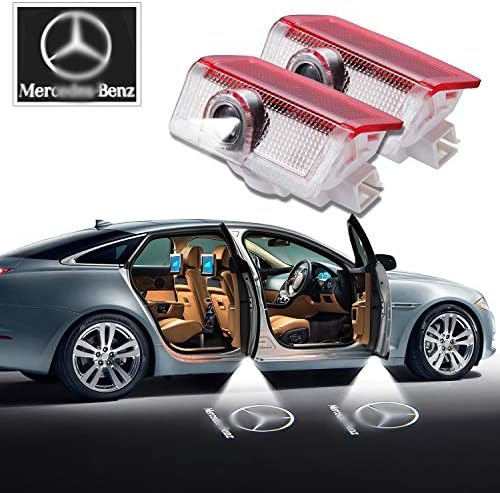 Mercedes Benz LED Door Light 2 x Wireless No Drill Type Led Laser Door Shadow Light Welcome Projector Light Led Car Door Logo Ghost Shadow Emblems - 2 Pack