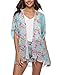 Women's Chiffon Floral Kimono Cardigan Open Front Beach Cover Up Tops Blouses Wrap Shawls