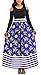 VLUNT Women's African Floral Print A Line Long Skirt Pockets Two Pieces Maxi Dress,Blue,Large