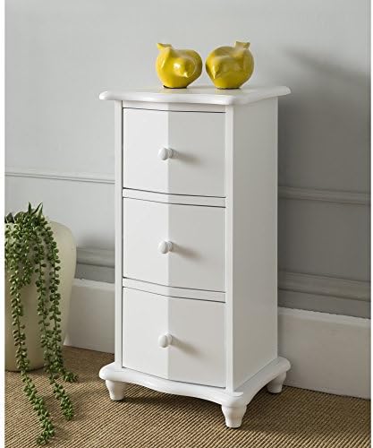 Transitional 3 Drawer Accent Chest Cabinet in White