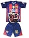 Hussain Tees Youth FC Barcelona Messi 10 Jersey/Shorts Football Soccer (Drifit) (10-12 yrs, Red & Blue)