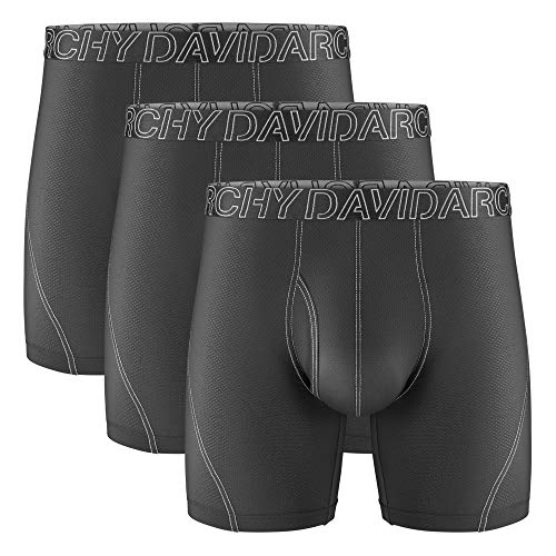 David Archy 3 Pack Men's Ultra Soft Mesh Quick Dry Sports Underwear Breathable Boxer Briefs with Fly (Dark Gray,M)