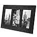 Americanflat Hinged 4x6 Triple Picture Frame with 3 Photo Openings and Polished Glass - Distressed Wood Collage Picture Frames for Tabletop and Wall Display - Hampton Collection - Charcoal Black