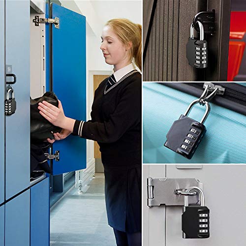 Combination Lock, 2 Pack, 4 Digit Combination Padlock for School Gym Sports Locker, Fence, Toolbox, Case, Hasp Cabinet Storage - Thumbnail 4