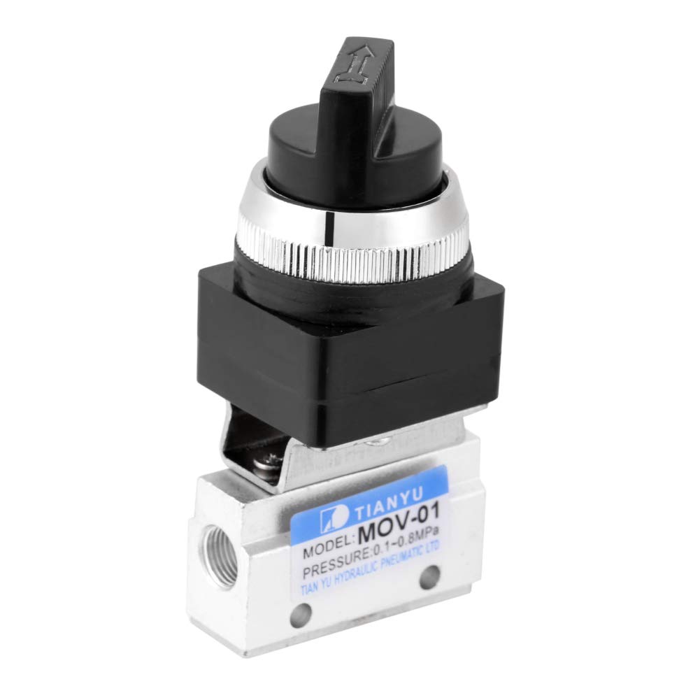 2-Way Pneumatic Valve, MOV-01 2-Position G1/8 Hand Control Air Pneumatic Mechanical Valve for Controlling Diaphragms of Larger Valves or Small Cylinders