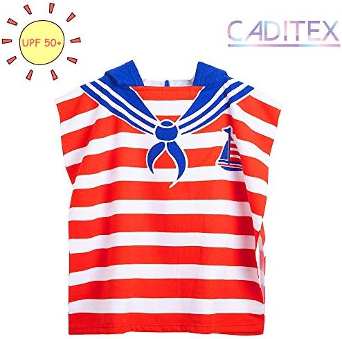 CADITEX Toddler Hooded Beach Bath Towel - Kids Hooded Bath/Beach Towel Girls Boys Cute Cartoon Animal Full Vitality (Red Navy)