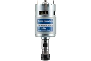 ZHONG HUA JIANG 20000RPM 775 CNC Spindle Motor with 5mm ER11 Extension Shaft, Longer Working Life, DC 12-24V, High Power, Low Noise, Electrical DC Motor for 3018/3018 PRO CNC Router Machine