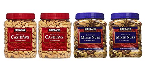 Kirkland Signature Cashews and Mixed Nuts Bundle - Includes Kirkland Signature s Two Whole Fancy Cashews (2.5 LB each) and Two Extra Fancy Mixed Nuts (2.5 LB each)
