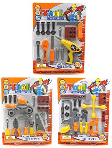 Boys Tools Playset Pretend Play Set of 3 individual Tool Sets Included