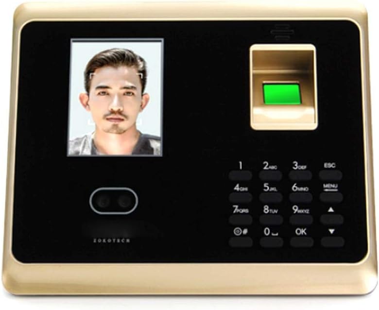 Fingerprint Attendance Machine, Control System Set Password Attendance Machine Employee Checking-in Payroll Recorder 2.8 Inch LCD Screen DC 5V Facial Recognition Time Attenda for Office Business