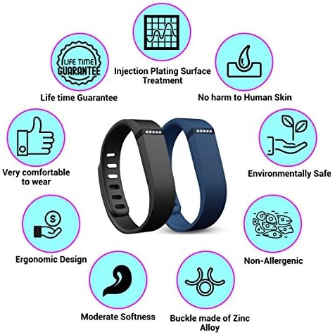 Zlipy Replacement Bands for Fitbit Flex - Black-Navy Blue