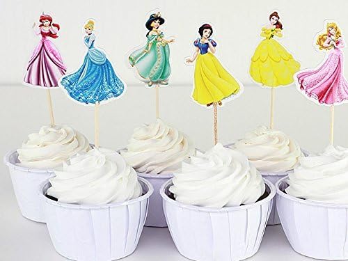 TOPStuffsz -Set of 24pc Cute Disney Princesses, Dessert Muffin Cupcake Toppers for Picnic Wedding Baby Shower Birthday Party Server