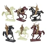 Plains Indian Mounted Warriors Plastic Army Men: Six 54mm Figures and 6 Horses - 1:32 scale
