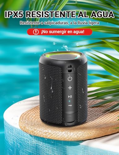 UOHHBOE Bluetooth 5.3 Speaker, Powerful Bluetooth Speaker with RGB Light, Powerful Bass, 15 W Bluetooth Speakers, Waterproof IPX5, TWS/AUX/TF – Ideal for Parties, Beach and Outdoors