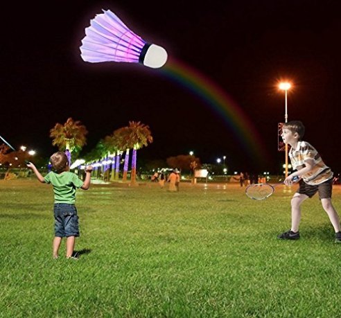 URToys 4PCS/Pack Colorful LED Badminton Shuttle cock Dark Night Glow Birdies Lighting Badminton Ball Indoor Sports Flash Colors At Color Random - Thumbnail 2