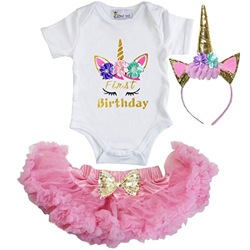 Kirei sui baby birthday unicorn bodysuit & tutu l pink