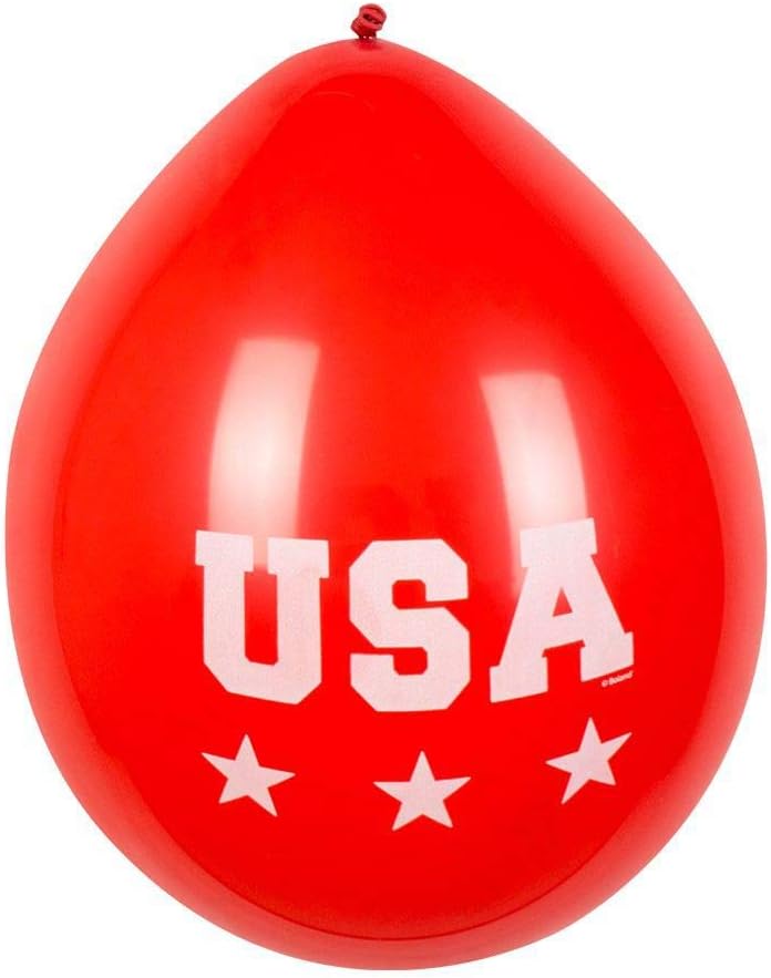 Boland 44962 Latex Balloons USA, Pack of 6, Size approx. 25 cm, 3 assorted designs, America, blue, white, red, balloon - Image 4