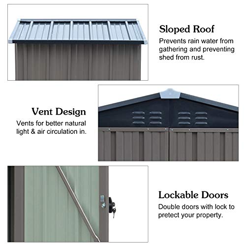 kinbor Outdoor Storage Sheds and Buildings, Galvanized Steel Shed