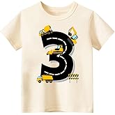 cheerilulu 2nd 3rd 4th 5th Birthday Boy Shirt Toddler Kids T-Shirt, Happy Toddler Birthday Tee, Excavator Graphic Shirt