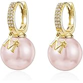 VIFE Hoop Earrings 14K Gold Plated Cubic Zirconia Sparkle Star Pearl Dangle Earrings for Women Drop Earrings Pearl Earrings for Women