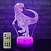 FlyonSea Dinosaur Night Light Dinosaur Lamp Bedside Lamp 7 Colors Change Remote Control with Timer Kids Night Light Optical Illusion Lamps for Kids Lamp As a Gift Ideas for Boys primary
