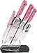 Hen & Rooster HRI036 Seven piece Kitchen Set Pink Tactical Knives