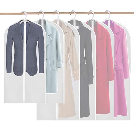 Kleidersack, 6 Stücke Kleidersäcke Mottensicher Transparent Anzugsack Kleiderhülle mit reißverschluss Schutzhülle für Anzüge 