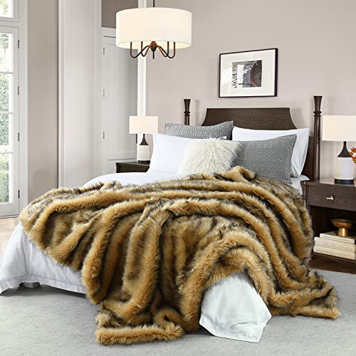 Golden Faux Fur Throw Blanket