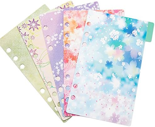 Kxtffeect 5Pcs 6-Ring Paper Index Divider Category Page Tab Indexing Cards for Personal Planner/Notebook/Loose Leaf Binders/Reposrts Accessories (Fresh Series, A5)