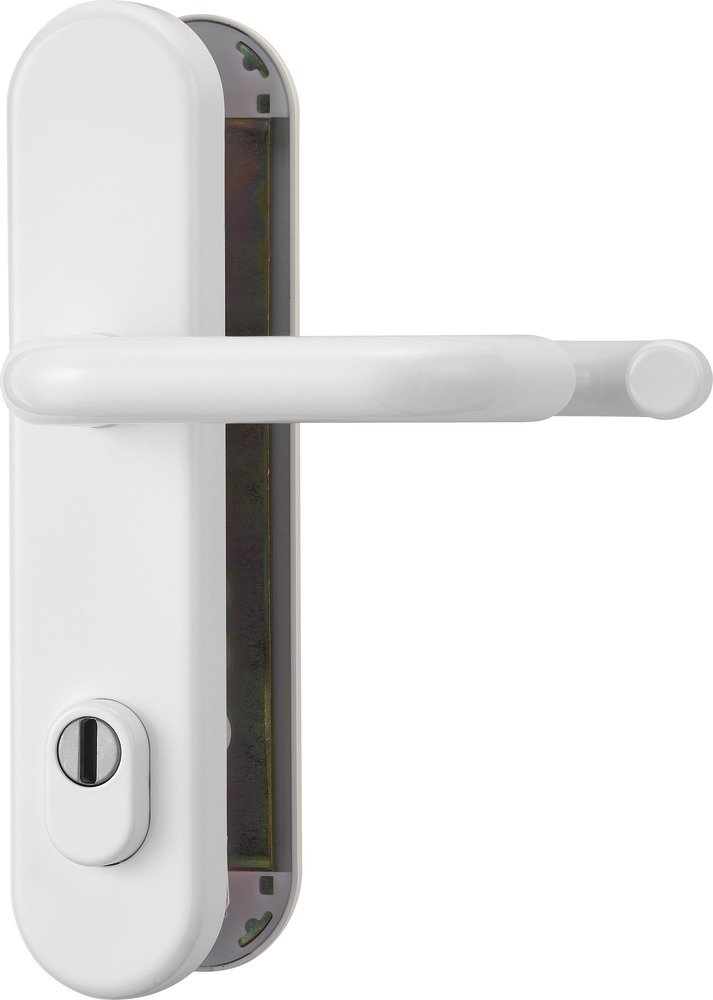 ABUS HLZS814 W EK 12238 Handle and Handle Door Fitting with Cylinder Protection with Handles on Both Sides Round White