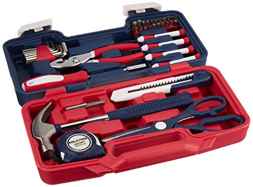 KOLOTOOL 39-Piece Portable Household Repair Hand Tool Set with Case Patriot Edition (Blue)