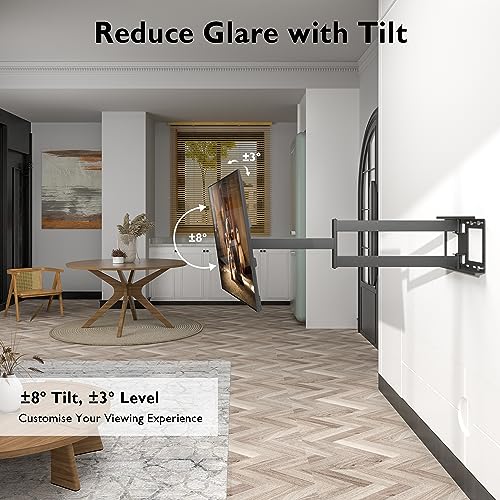 BONTEC TV Wall Mount with 1040 mm Extra Long Articulated Arm for 32-75 Inch LCD/LED/OLED Flat Screens up to 60 kg, Tiltable, Swivel and Rotate, TV Mount, Max. VESA 600 x 400 mm