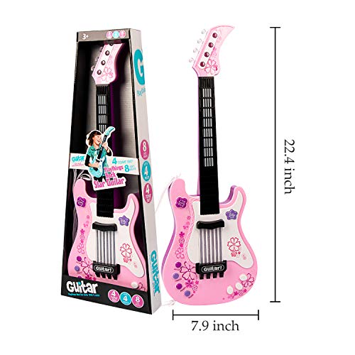 SAOCOOL Kids Guitar, Multi-Function Electric Guitar with Colored Lights, No String Musical Instruments Educational Toy for Children Great for Boys and Girls (Pink)