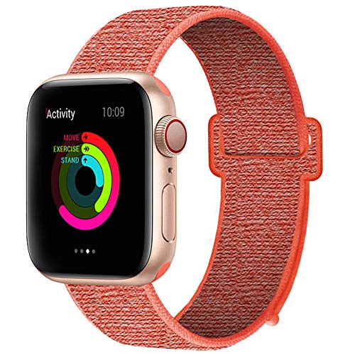 HILIMNY Compatible for Apple Watch Band 42mm 44mm, Nylon Band Adjustable Closure Wrist Strap, Replacement Band Compatible for iWatch Series 5 4 3 2 1 (42mm 44mm, Nectarine) - Thumbnail 4