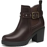 DECARSDZ Women's Ankle Boots Elastic Slip-On Chunky Heel Platform Fashion Booties Shoes