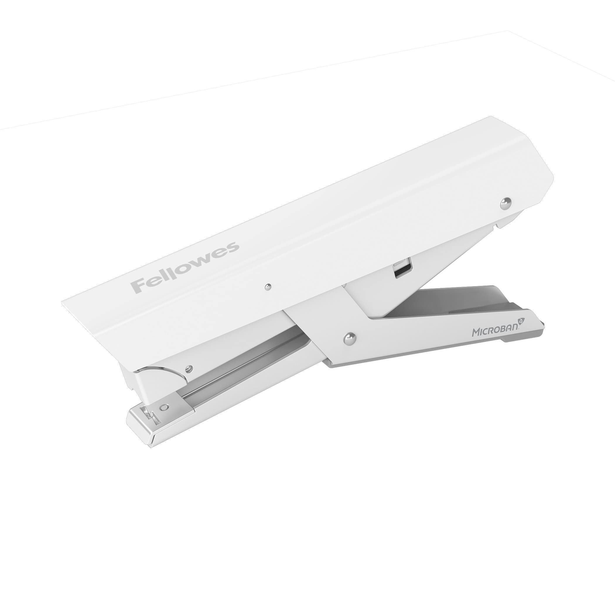 Fellowes Jam Free Stapler Plier, 40 Sheet Capacity - LX890 Full Strip Antibacterial Manual Stapler - Uses 24/6mm, 26/6mm & 24/8mm Staples - White