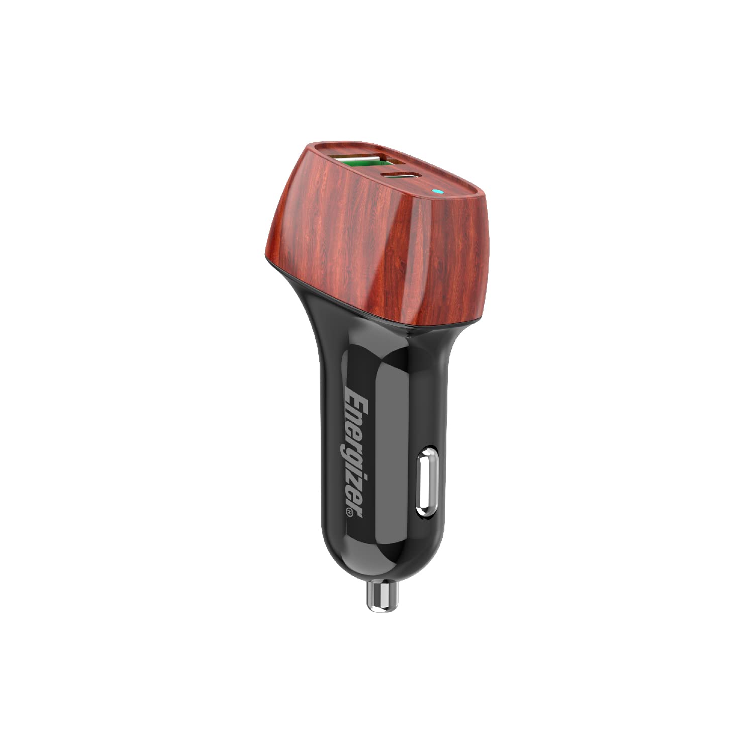 ENERGIZER - Car Charger 38 W - 1 USB-C Port & 1 USB-A Port - Cigarette Lighter Charger - Carbon Design - Walnut Bounce D38