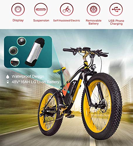 Offerta HSART Mountain Bike Elettrica da 1000W per Adulti, Bicicletta  Elettrica Pneumatico Grasso 26\