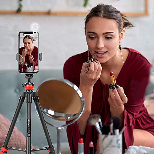 ZOMEi Trépied pour Smartphone, 135cm trépied de Voyage pour caméra Ajustable en Aluminium avec télécommande Bluetooth et Support de téléphone, pour la Photographie vidéos