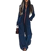 Molilove Women's Jumpsuit Zip Up Wide Leg Pants Romper Casual One Piece Outfits Cargo Jumpsuits Pockets Overalls Streetwear