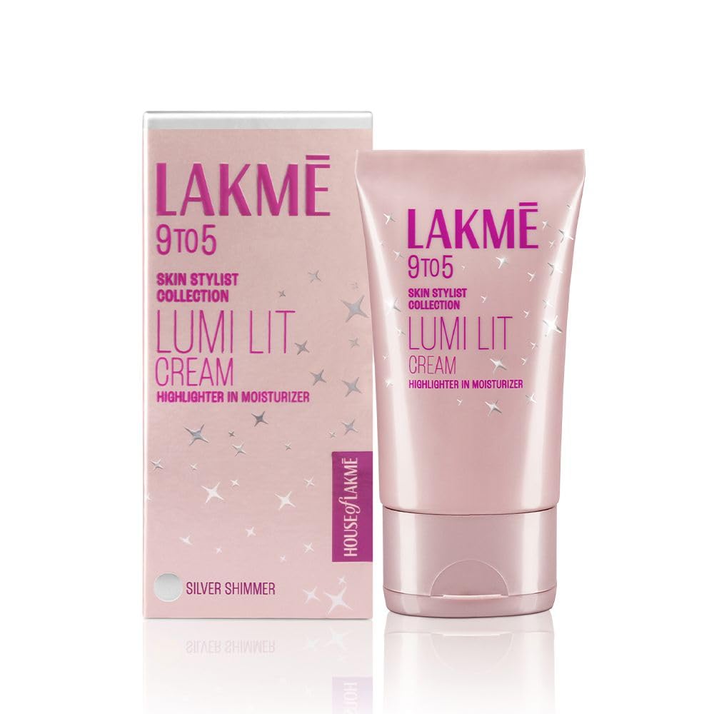 Lakme Lumi Lit Cream - Face Cream with Moisturizer + Highlighter, enriched with Niacinamide & Hyaluronic Acid by Glowrity (Silver Shimmer)
