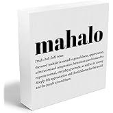 Mahalo Definition Hawaii Rustic Home Office Decor Wooden Box Sign, Inspirational Hawaiian Gifts for Christmas Thanksgiving North Island Decorative Office Desk Accessories Table Shelf Decor Plaque Sign