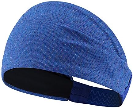 Non Slip Sweatbands Headbands for Yoga, Basketball, Running, Football, Tennis Athletic Sports Antisudorific Perspiration Absorption Multi-function Sweatbands Fits to Women and Men - Blue
