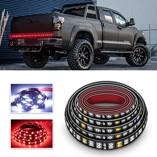 LED Truck Tailgate Light Bar 60 Inch Double Row LED Light Strip for Truck Reverse Brake Turn Signal Tail No-Drill IP67 Waterproof for Pickup SUV Jeep RV Van Dodge Ram Chevy GMC Ford